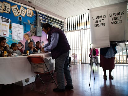 Una casilla en el municipio de Capulhuac (Estado de México) el 4 de junio de 2023.