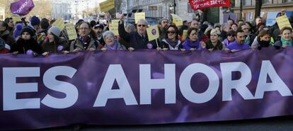 GRA044 MADRID, 31/01/2015.- Cabecera de la "marcha del cambio", convocada por Podemos.