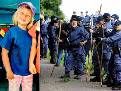 Los policías se preparan para comenzar las labores de búsqueda de Ylenia Lenhard (en la foto de la izquierda) en Appenzell (Suiza).