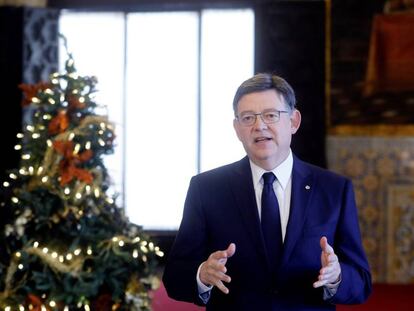El presidente Ximo Puig durante su mensaje de Año Nuevo.