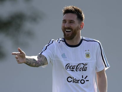 Messi durante un entrenamiento.