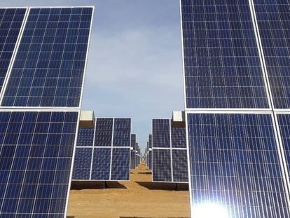 Vista de unos paneles fotovoltaicos.