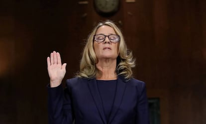 Christine Blasey Ford, antes de su declaración en el Senado.