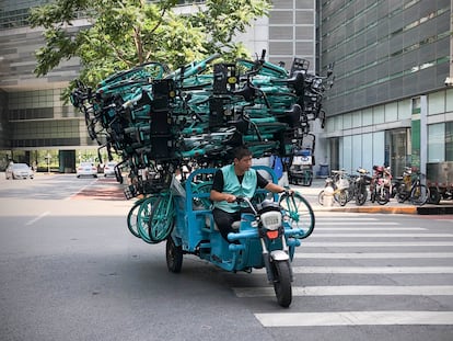 Bicicletas de Didi Chuxing Technology en Pekín el pasado 7 de julio