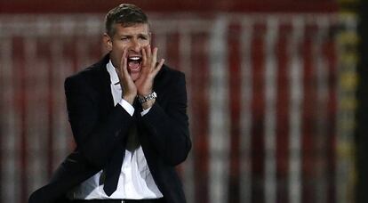 Martín Palermo, durante un partido de la Copa Libertadores en febrero de 2017 en Chile