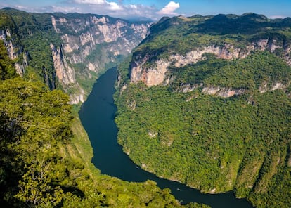Vista aérea del cañón del Sumidero, en Chiapas (México):