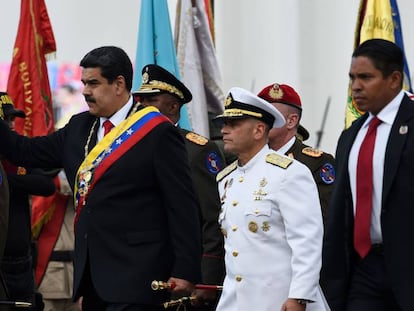 Nicolás Maduro, durante la ceremonia de investidura este jueves. 