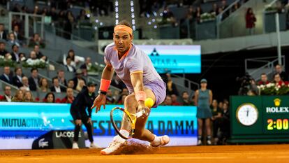 Rafael Nadal durante el partido de este martes en el Open de Madrid.