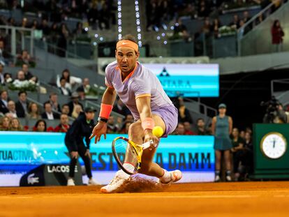 Rafael Nadal durante el partido de este martes en el Open de Madrid.