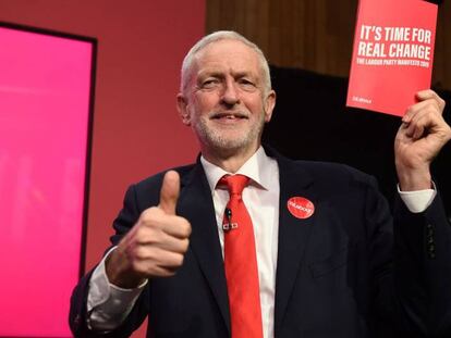 El candidato del Partido Laborista, Jeremy Corbyn, durante la presentación del programa para las elecciones generales del 12 de diciembre.