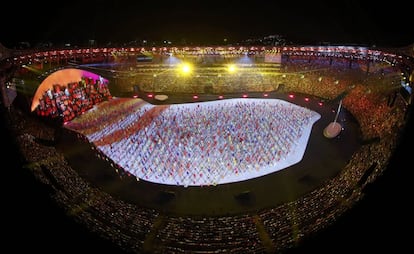 Vista general durante la ceremonia de apertura de los juegos olímpicos de Rio en Maracaná.