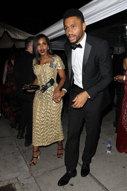 Kerry Washington y Nnamdi Asomugha, en una fiesta tras los Globos de Oro de 2017.