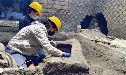 El equipo de arqueólogos que trabaja desde 2017 ha descubierto una estancia pequeña, en la que vivían unos esclavos, posiblemente una familia con un hijo, que se encargaban del mantenimiento de la villa de sus dueños, informó este sábado el Ministerio de Cultura italiano.