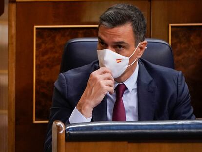 El presidente del Gobierno, Pedro Sánchez, durante el pleno extraordinario en el Congreso de los Diputados, este miércoles.