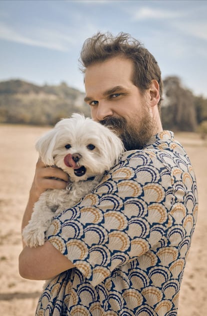 El sheriff de ‘Stranger things’, de nuevo con traje y camisa de seda de Dolce & Gabbana.