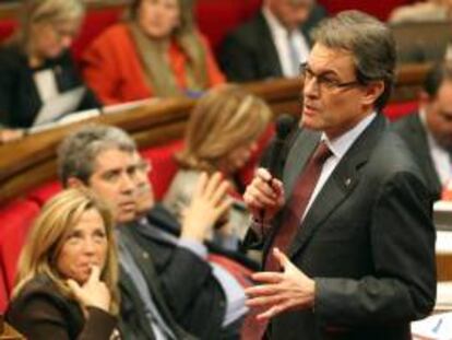 El presidente catalán, Artur Mas, en el Parlament de Cataluña. EFE/Archivo