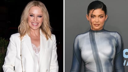 Kylie Minogue y Kylie Jenner, fotografiadas en primavera de 2022 en Nueva York y Las Vegas, respectivamente.