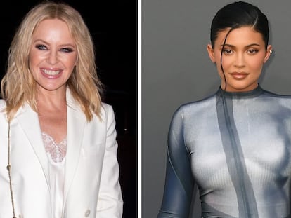 Kylie Minogue y Kylie Jenner, fotografiadas en primavera de 2022 en Nueva York y Las Vegas, respectivamente.