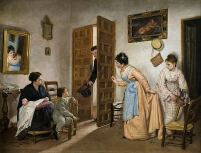 'Visita inoportuna' (1875), una de las 74 obras que componen la exposición 'Tres joyas del arte contemporáneo'.