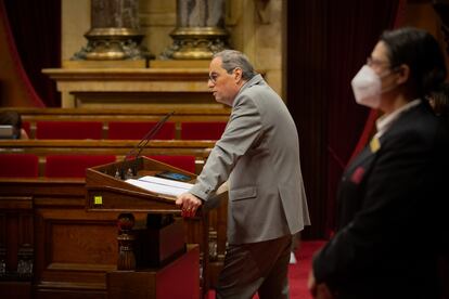 Quim Torra interviene este miércoles en un pleno del Parlament.