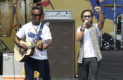 El canante argentido Diego Torres, durante su actuación en el 'Venezuela Aid Live'.