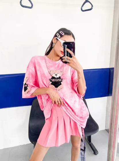 Falda rosa