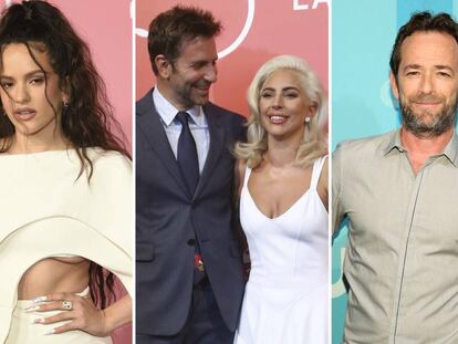 Desde la izquierda: Rosalía, Bradley Cooper y Lady Gaga, y Luke Perry.