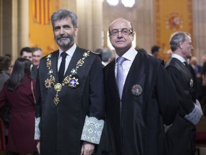 Barrientos (dreta) amb el president del Suprem, Carlos Lesmes.