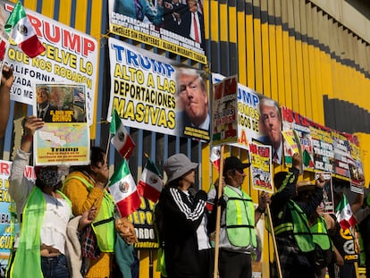 Protesta contra las medidas migratorias de Donald Trump, en Tijuana, México, el 19 de enero.