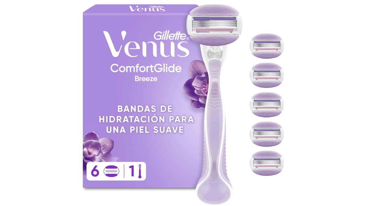 Gillette Venus con seis cuchillas de afeitar adicionales.