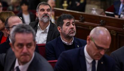 El cabeza de lista por Junts per Catalunya, Jordi Sànchez, durante el juicio.