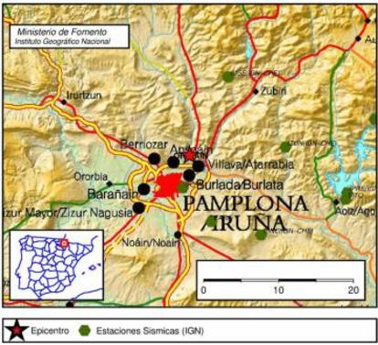 Map of the affected area near Pamplona.