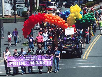 Un momento del <b></b><i>Pryde March,</i> la fiesta del orgullo gay de Northampton.