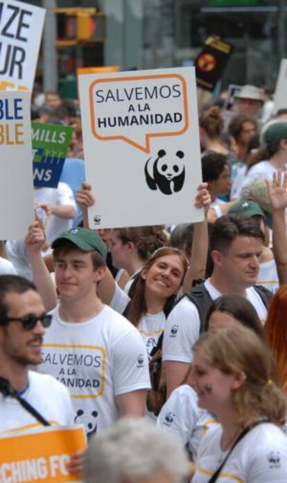 Mariana Panuncio, en la marcha de Nueva York.