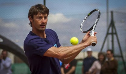 Juan Carlos Ferrero, durante una exhibición en Villena.