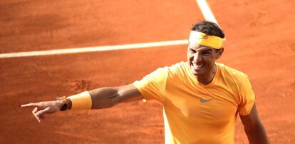 Nadal, durante el partido contra Thiem en Madrid.