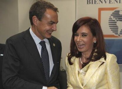 La presidenta de Argentina, Crisitina Fernández, durante la reunión bilateral mantenida con el presidente del Gobierno español