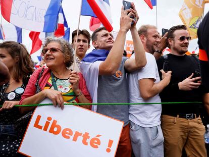 Manifestación en Francia contra la vacuna de la covid-19.