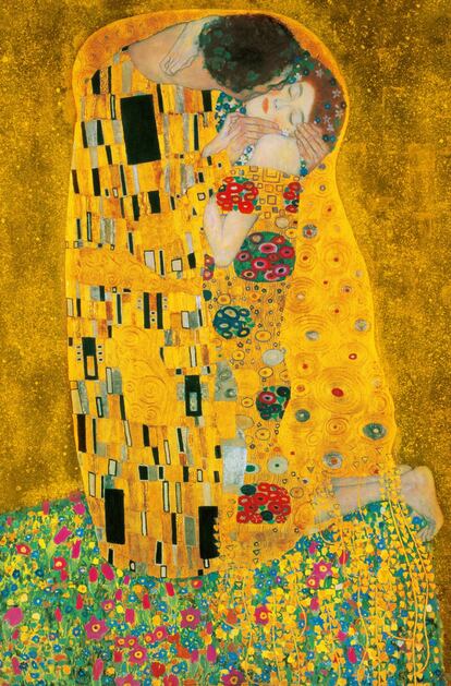 'El beso' de Gustav Klimt en la galería Belvedere (Viena, Austria).