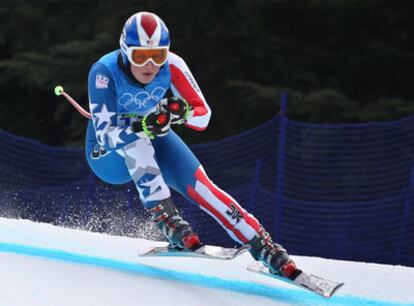 Lindsey Vonn, durante un entrenamiento para el descenso.