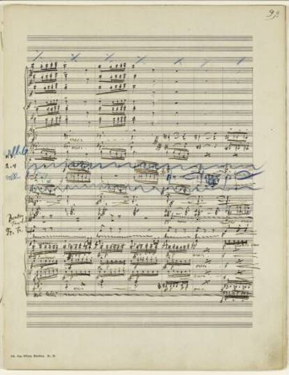 Parte del manuscrito de la &#039;Segunda Sinfon&iacute;a&#039; de Mahler, que se ha convertido este martes en la obra musical m&aacute;s cara de la historia.
 
 