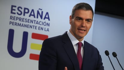 Pedro Sánchez, este jueves en Bruselas.