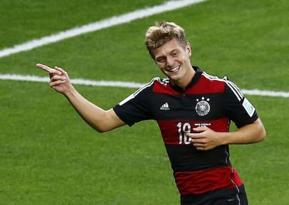 Kroos celebra un gol a Brasil.