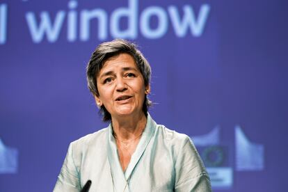 La vicepresidenta ejecutiva de la Comisión Europea, Margrethe Vestager, el pasado viernes en Bruselas.