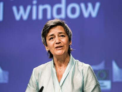 La vicepresidenta ejecutiva de la Comisión Europea, Margrethe Vestager, el pasado viernes en Bruselas.