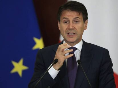 El primer ministro de Italia, Giuseppe Conte, en Moscú, la semana pasada.