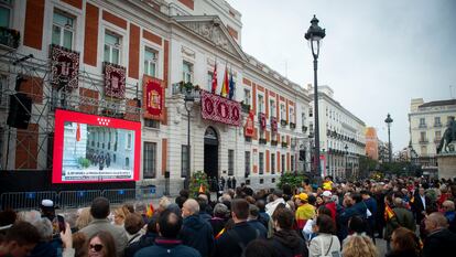 Ambiente de este martes en la Puerta del Sol.