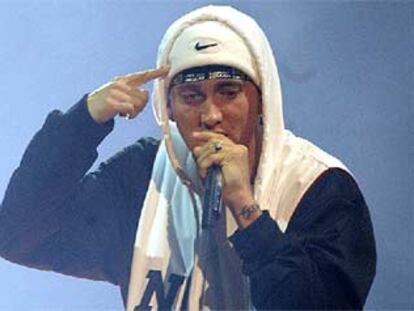 El rapero Eminem, durante la gala de los premios MTV 2002, que se celebró en Barcelona.