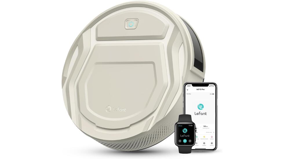 Vista del robot aspirador de la marca Lefant.