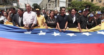 La marcha opositora en Caracas. 